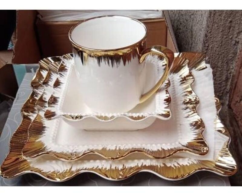 CERAMIC DINNER PLATE SET WITH CUPS 16PIECES