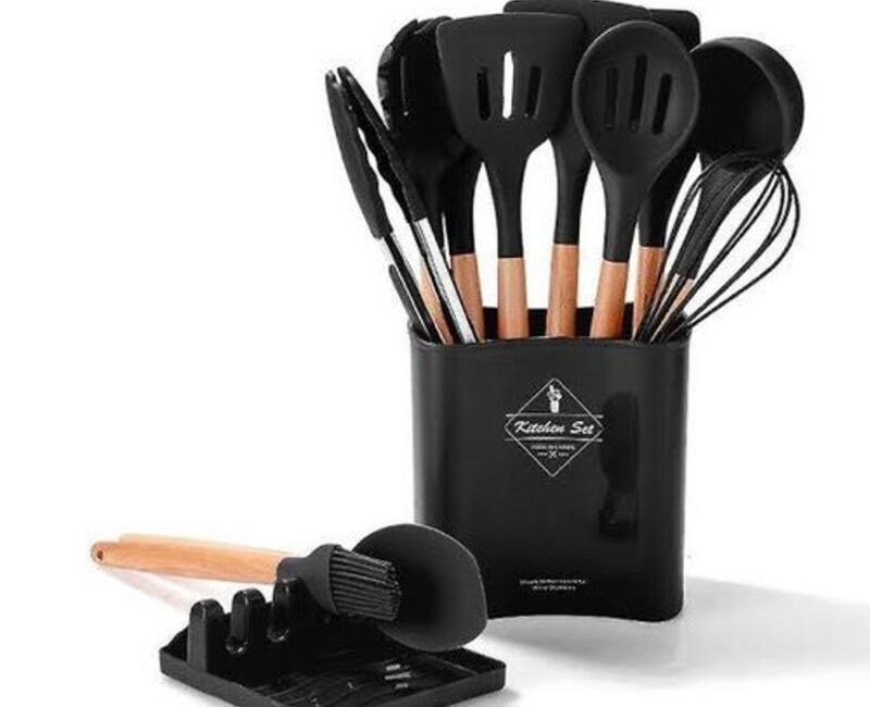 SILICONE KITCHENWARE SPOON AND QUALITY KNIFE 13 SETS