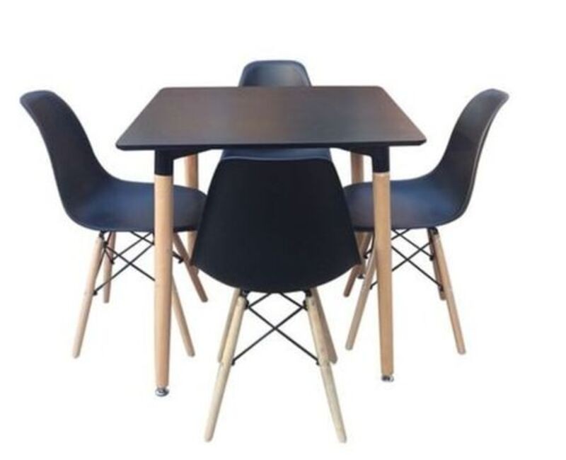 SQUARE DINNING TABLE + 4 STRONG PLASTIC CHAIRS