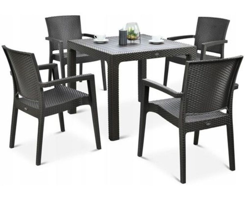 OUTDOOR PATIO FURNITURE SET OF TABLE AND 4 CHAIRS