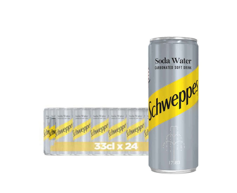 SCHWEPPES SODA WATER CAN 33CL x 24
