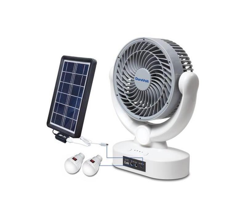 Duravolt 3in1 R/Fan Drf-12Ts  With Solar Panel & Led Bulbs